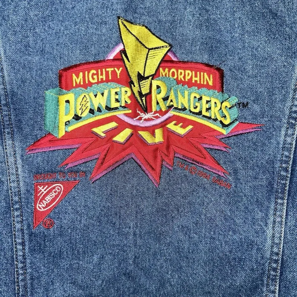 VTG 1994 Mighty Morphin Power Rangers Live Denim Jacket Youth 14/16 / Adult XS/S
